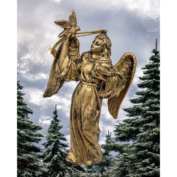 Vintage Angel with Birds Christmas Tree Ornament Peace Harmony - Picture 1 of 7